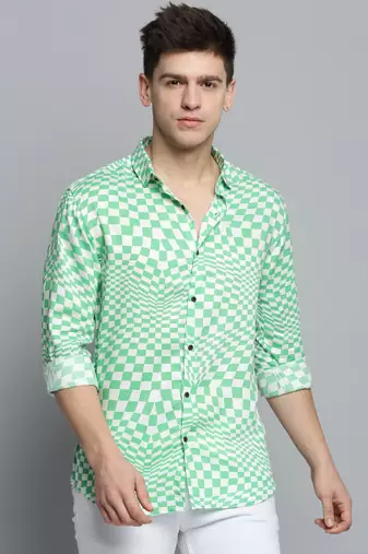 men's long sleeves abstract white shirt