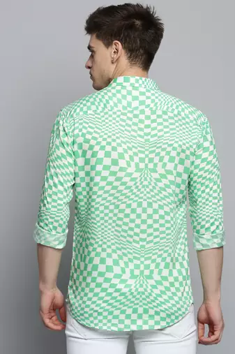 men's long sleeves abstract white shirt