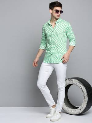 men's long sleeves abstract white shirt 5