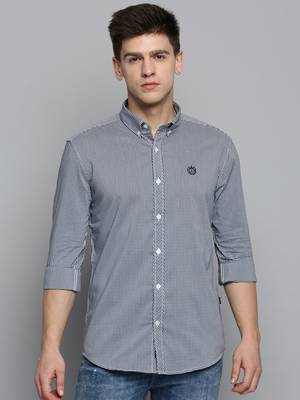 men's long sleeves shepherd checks navy blue shirt 2