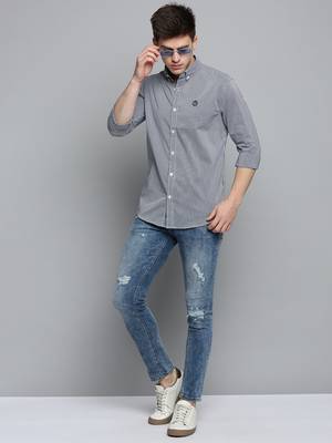 men's long sleeves shepherd checks navy blue shirt 5