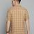 Showoff men's short sleeves windowpane checks khaki shirt