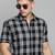 Showoff men's short sleeves checked black shirt