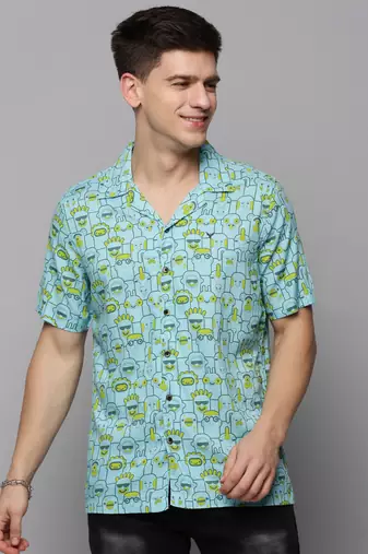 men's short sleeves humour and comic blue shirt