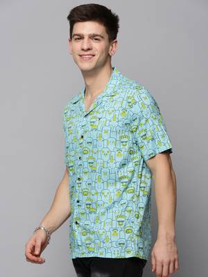 men's short sleeves humour and comic blue shirt 3