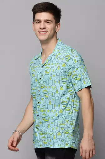 men's short sleeves humour and comic blue shirt