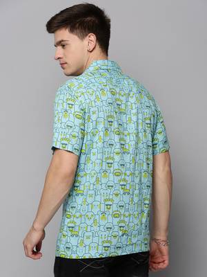 men's short sleeves humour and comic blue shirt 4