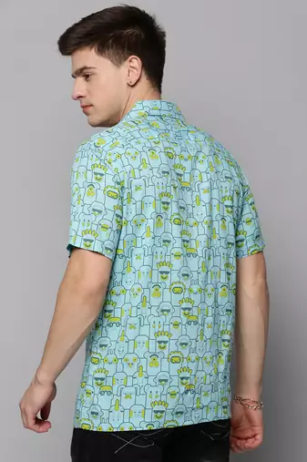 men's short sleeves humour and comic blue shirt