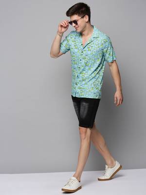 men's short sleeves humour and comic blue shirt 5