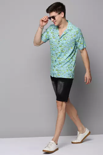 men's short sleeves humour and comic blue shirt