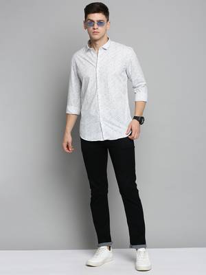 men's long sleeves conversational white shirt 5