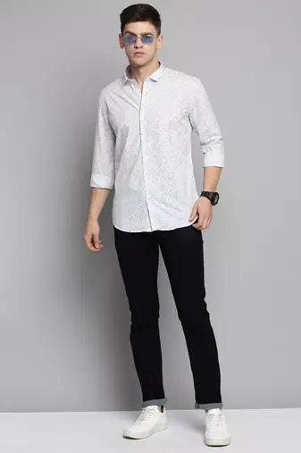 men's long sleeves conversational white shirt