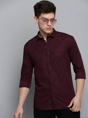 Showoff men's long sleeves abstract purple shirt 1