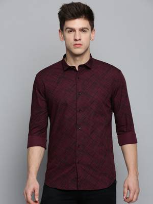 Showoff men's long sleeves abstract purple shirt 2