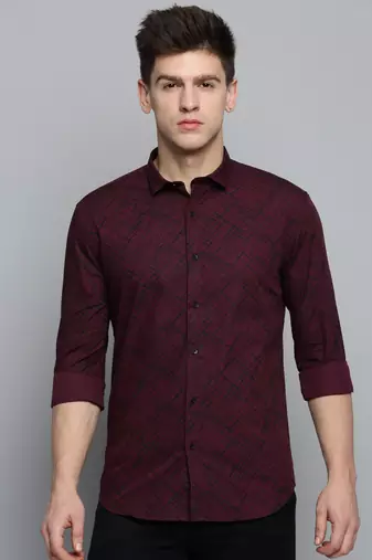 Showoff men's long sleeves abstract purple shirt
