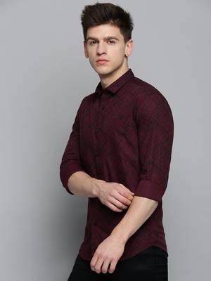 Showoff men's long sleeves abstract purple shirt 3