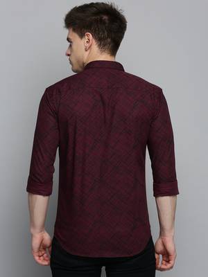 Showoff men's long sleeves abstract purple shirt 4