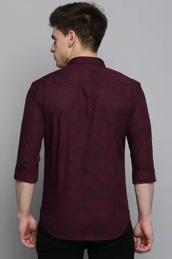 Showoff men's long sleeves abstract purple shirt