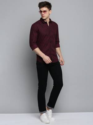 Showoff men's long sleeves abstract purple shirt 5
