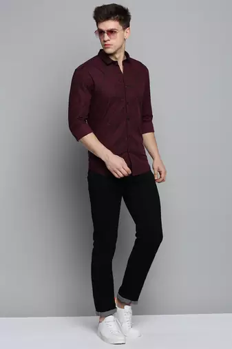 Showoff men's long sleeves abstract purple shirt