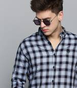 Showoff men's long sleeves checked blue shirt