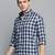 Showoff men's long sleeves checked blue shirt