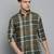 Showoff men's long sleeves tartan checks olive shirt