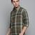Showoff men's long sleeves tartan checks olive shirt