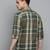 Showoff men's long sleeves tartan checks olive shirt