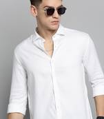 men's long sleeves solid white shirt
