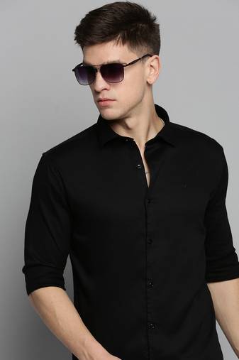Showoff men's long sleeves solid black shirt