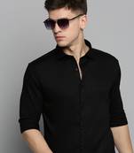 Showoff men's long sleeves solid black shirt