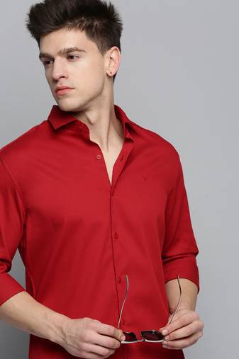 Showoff men's long sleeves solid red shirt