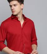 Showoff men's long sleeves solid red shirt