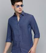Showoff men's long sleeves solid blue shirt