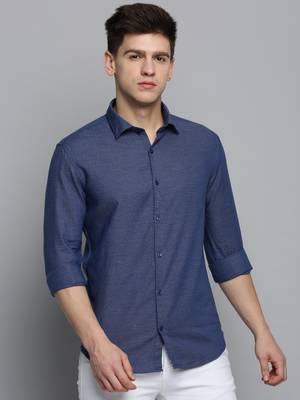 Showoff men's long sleeves solid blue shirt 2