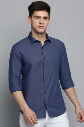 Showoff men's long sleeves solid blue shirt