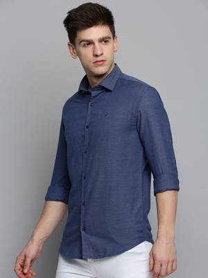 Showoff men's long sleeves solid blue shirt 3
