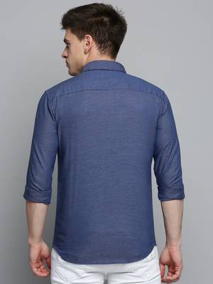 Showoff men's long sleeves solid blue shirt 4