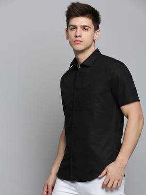 men's short sleeves solid black shirt 3