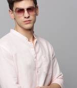 Showoff men's long sleeves solid pink shirt