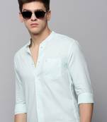 men's long sleeves solid sea green shirt