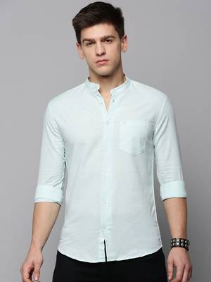 men's long sleeves solid sea green shirt 2