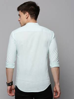 men's long sleeves solid sea green shirt 4