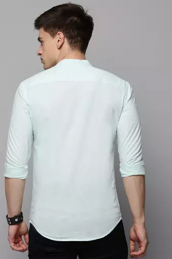 men's long sleeves solid sea green shirt