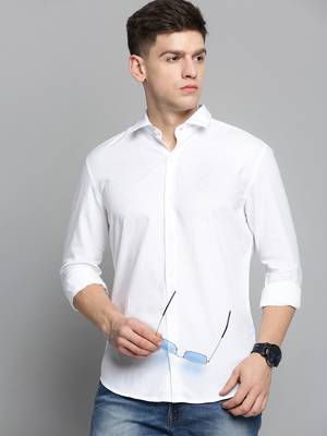 men's long sleeves textured white shirt 1