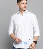 men's long sleeves textured white shirt