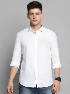 men's long sleeves textured white shirt 2