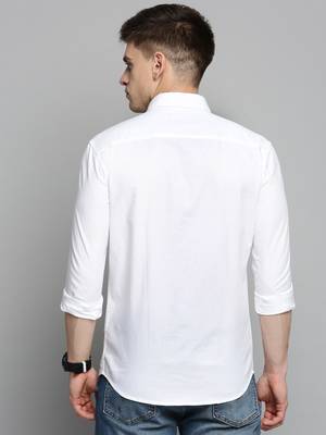 men's long sleeves textured white shirt 4