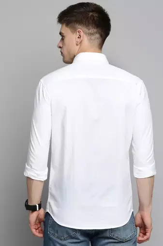men's long sleeves textured white shirt